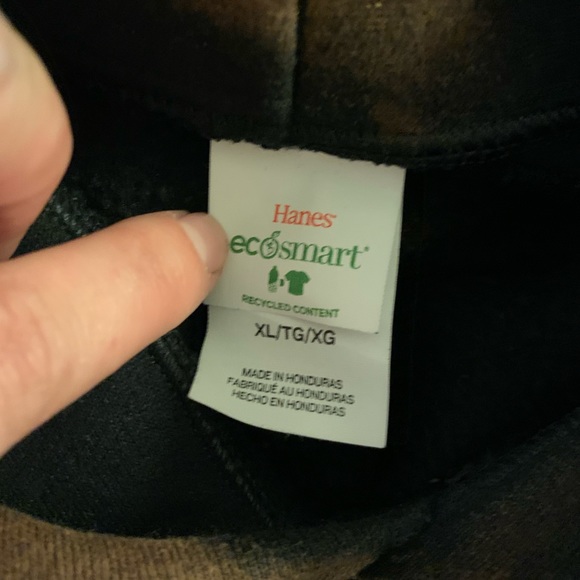 CUSTOM Hanes Men’s EcoSmart Black Bleached Hooded Sweatshirt Retro Suns Patch XL - Picture 5 of 5